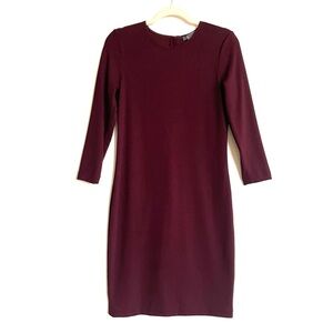 VINCE burgundy three quarter sleeve sheath dress